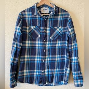 Urban pipeline Men's Blue Flannel Plaid Shirt